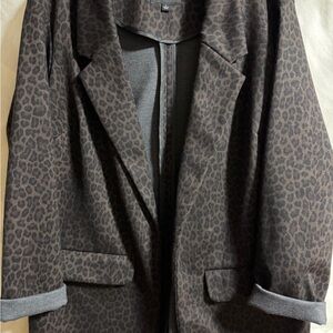 Leopard Print Women's boyfriend stretch blazer L